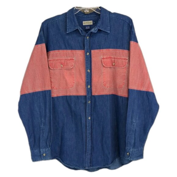 Men's Denim Shirt with Red Accents - Picture 1 of 7